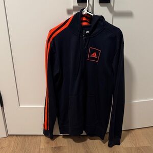 Adidas Men's Zip-Up Sweater in Blue and Orange